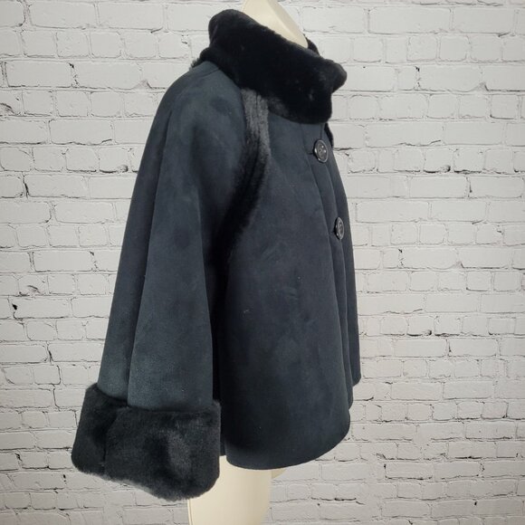 Drew Black Faux Vegan Suede Soft Fur Lined Crop Jacket USA Made Size Small S - Picture 12 of 13